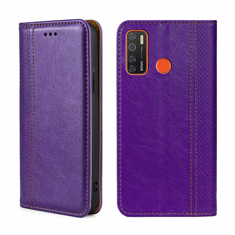 For Tecno Camon 15/Camon 15 Air/Spark 5/Spark 5 Pro Grid Texture Magnetic Flip Leather Phone Case