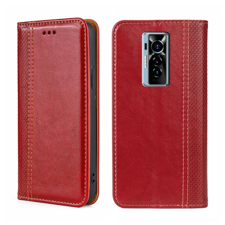 For Tecno Phantom X Grid Texture Magnetic Flip Leather Phone Case