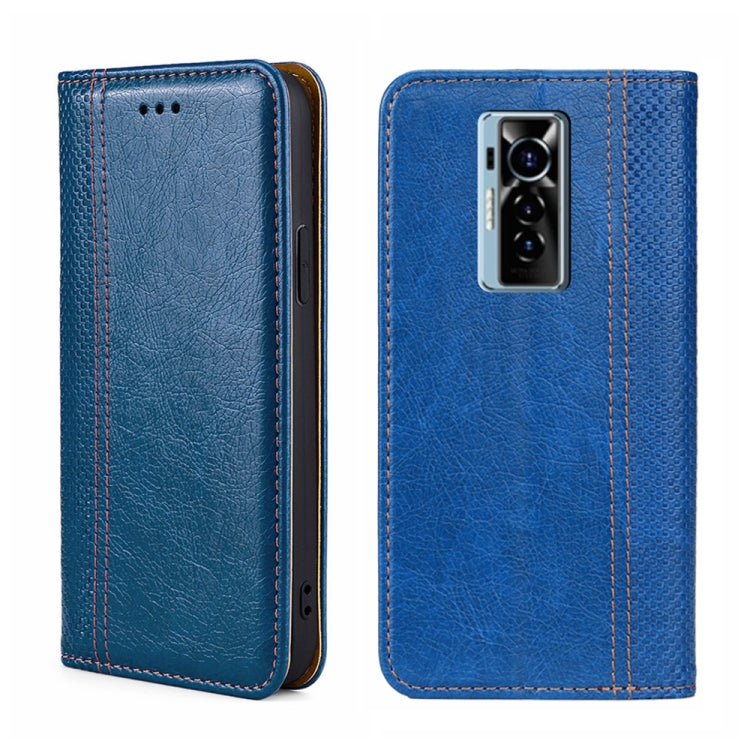 For Tecno Phantom X Grid Texture Magnetic Flip Leather Phone Case