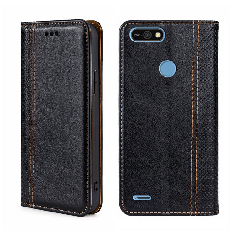 For Tecno Pop 2/Pop 2 F/Pop 2 Pro/Pop 2 Power/Itel P13 Grid Texture Magnetic Flip Leather Phone Case