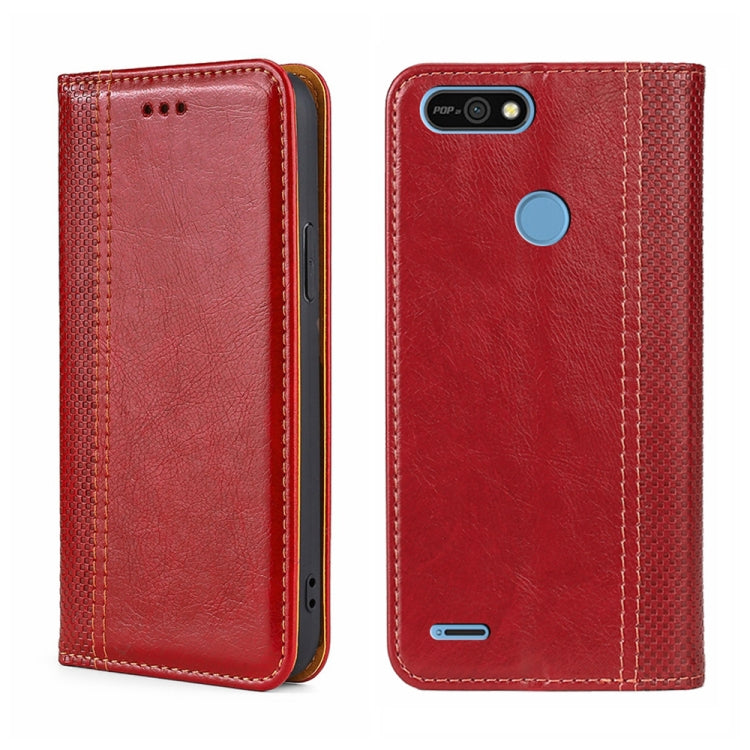 For Tecno Pop 2/Pop 2 F/Pop 2 Pro/Pop 2 Power/Itel P13 Grid Texture Magnetic Flip Leather Phone Case
