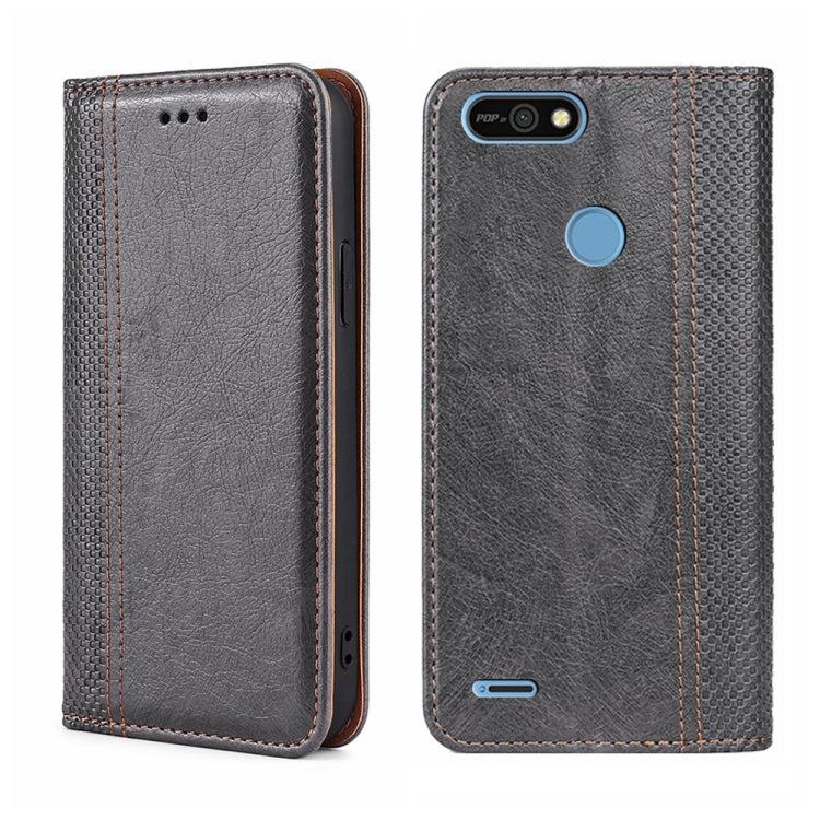 For Tecno Pop 2/Pop 2 F/Pop 2 Pro/Pop 2 Power/Itel P13 Grid Texture Magnetic Flip Leather Phone Case