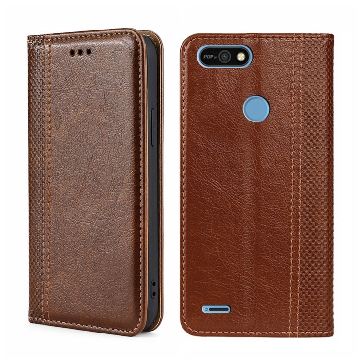 For Tecno Pop 2/Pop 2 F/Pop 2 Pro/Pop 2 Power/Itel P13 Grid Texture Magnetic Flip Leather Phone Case
