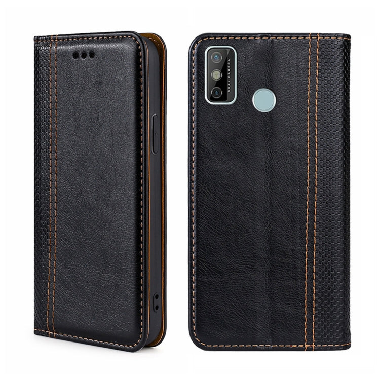 For Tecno Spark 6 GO Grid Texture Magnetic Flip Leather Phone Case