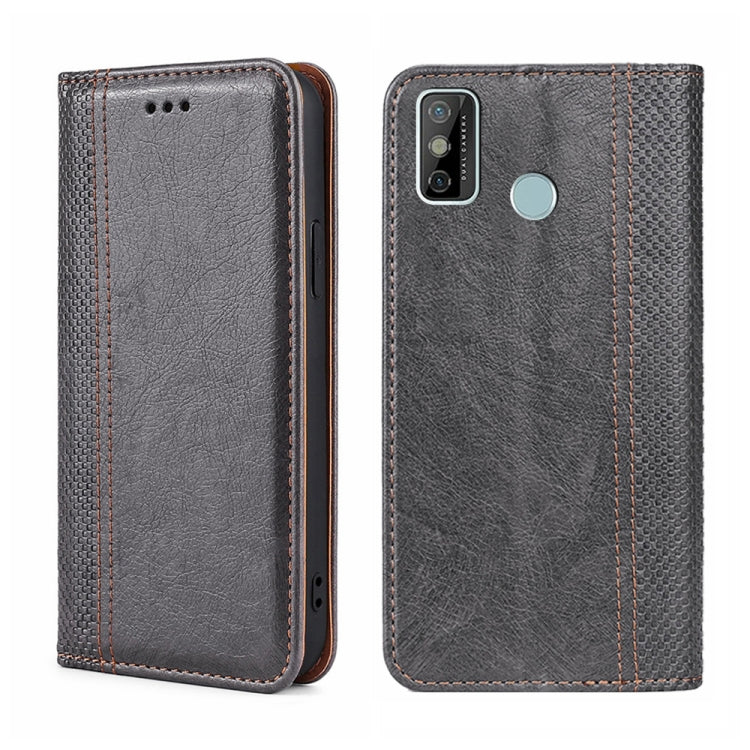 For Tecno Spark 6 GO Grid Texture Magnetic Flip Leather Phone Case