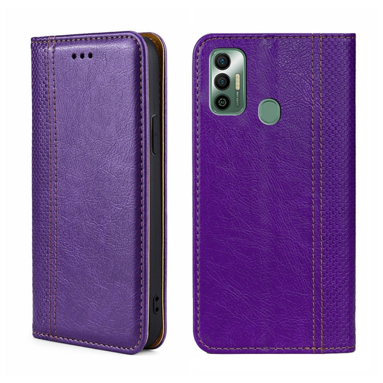 For Tecno Spark 7 Grid Texture Magnetic Flip Leather Phone Case