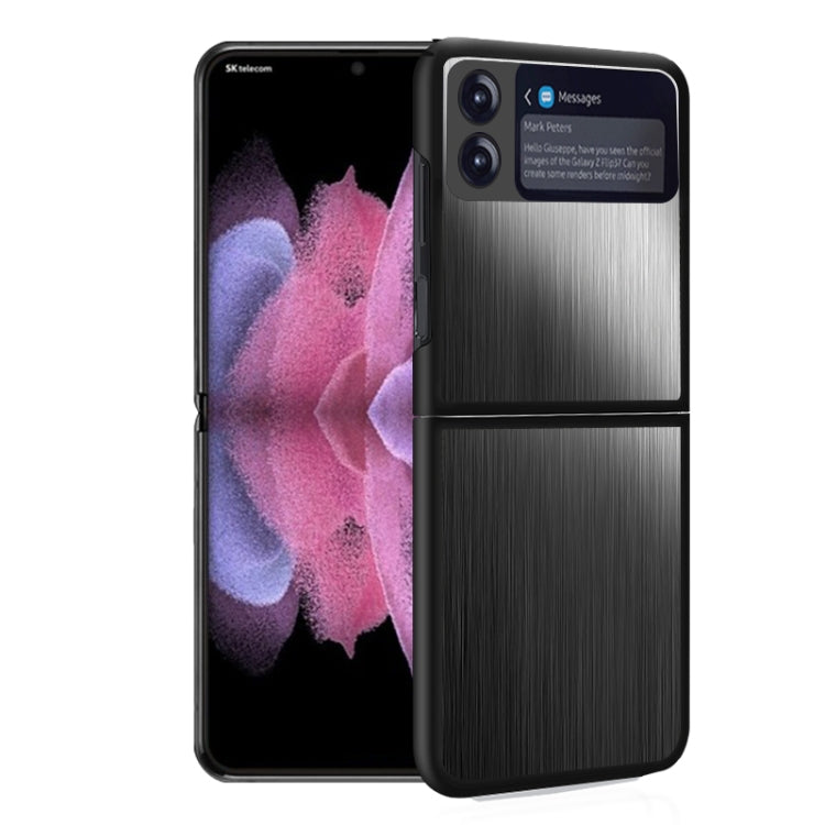 For Samsung Galaxy Z Flip3 5G Carbon Fiber Texture Stainless Steel Protective Phone Case