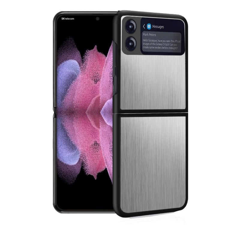 For Samsung Galaxy Z Flip3 5G Carbon Fiber Texture Stainless Steel Protective Phone Case