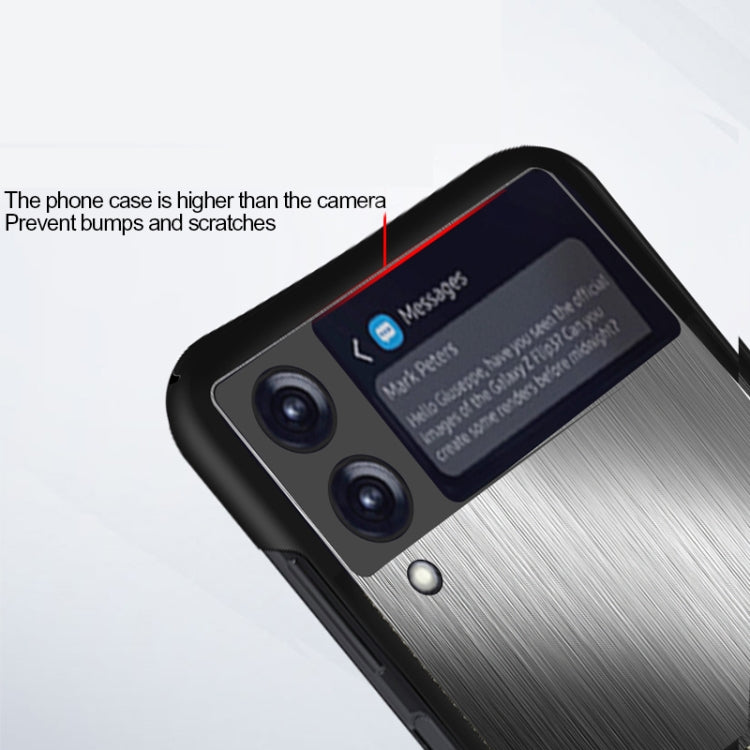For Samsung Galaxy Z Flip3 5G Carbon Fiber Texture Stainless Steel Protective Phone Case
