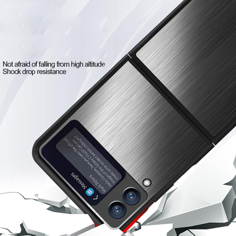 For Samsung Galaxy Z Flip3 5G Carbon Fiber Texture Stainless Steel Protective Phone Case