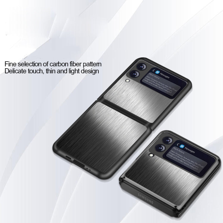 For Samsung Galaxy Z Flip3 5G Carbon Fiber Texture Stainless Steel Protective Phone Case