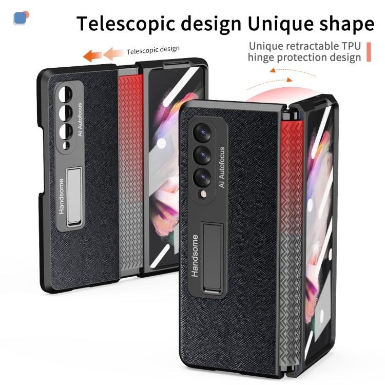 For Samsung Galaxy Z Fold3 5G Retractable Hinge TPU + PC Phone Case with Protective Film