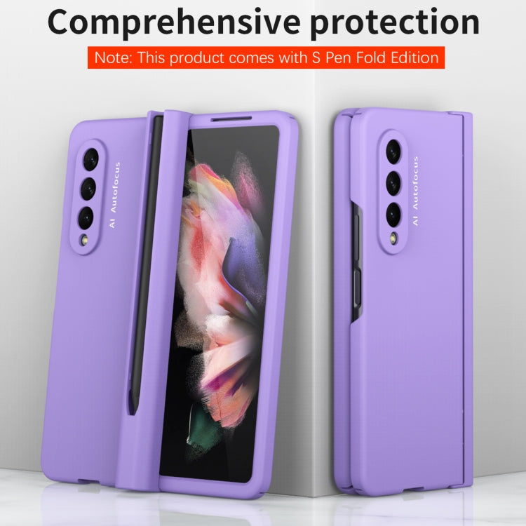 For Samsung Galaxy Z Fold3 5G Macaron Hinge Phone Case with Stylus Pen Fold Edition & Protective Film