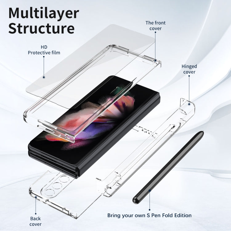 For Samsung Galaxy Z Fold3 5G Macaron Hinge Phone Case with Stylus Pen Fold Edition & Protective Film