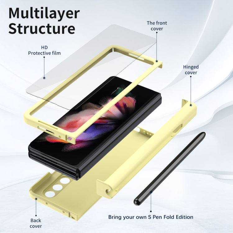 For Samsung Galaxy Z Fold3 5G Macaron Hinge Phone Case with Stylus Pen Fold Edition & Protective Film
