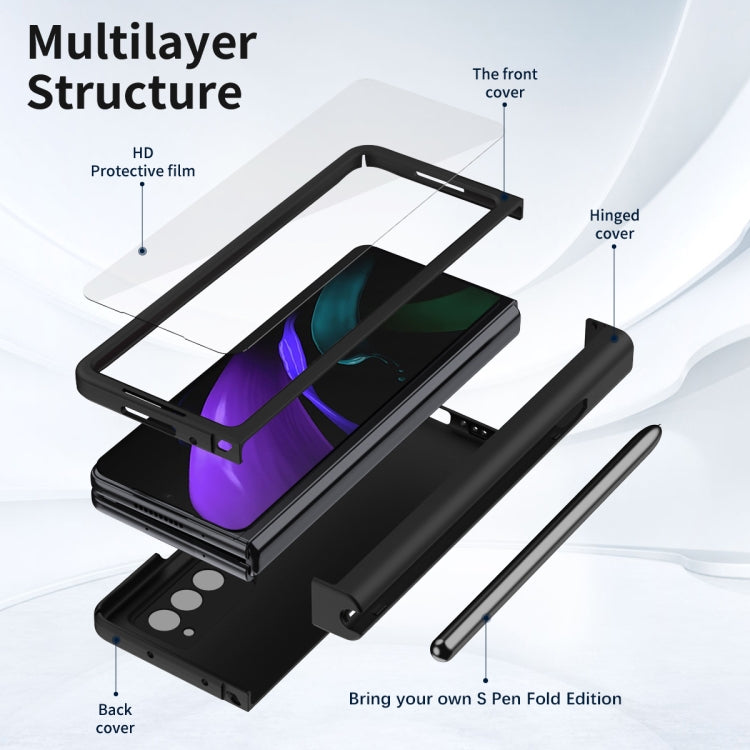 For Samsung Galaxy Z Fold3 5G Macaron Hinge Phone Case with Stylus Pen Fold Edition & Protective Film