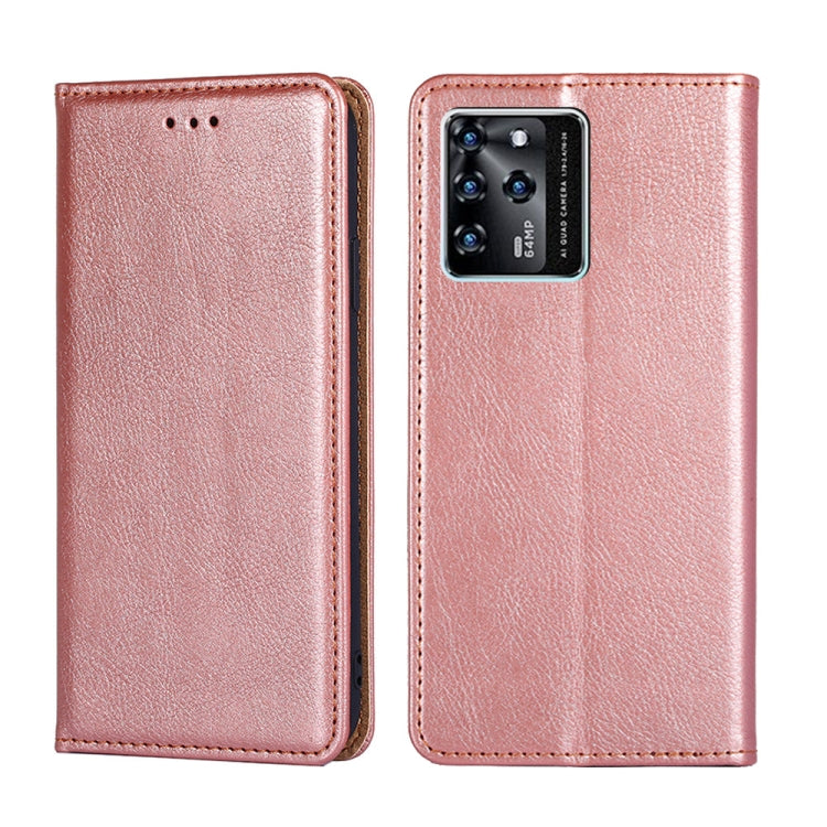For ZTE Blade V30 Gloss Oil Solid Color Magnetic Leather Phone Case
