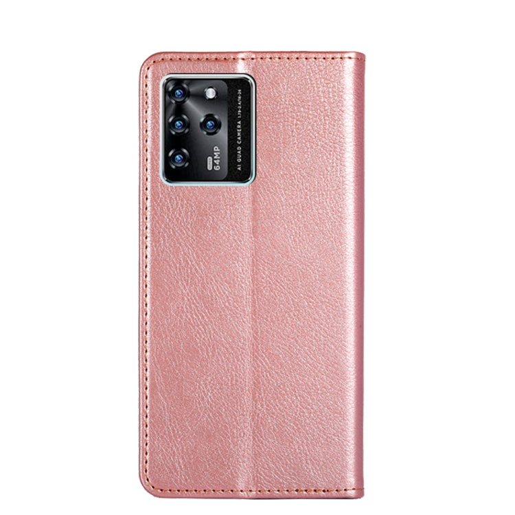For ZTE Blade V30 Gloss Oil Solid Color Magnetic Leather Phone Case