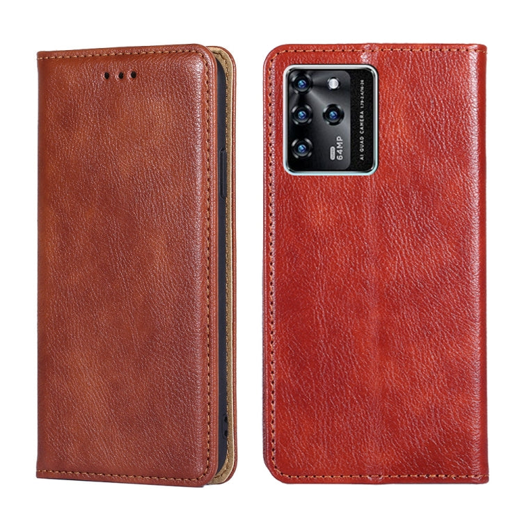 For ZTE Blade V30 Gloss Oil Solid Color Magnetic Leather Phone Case