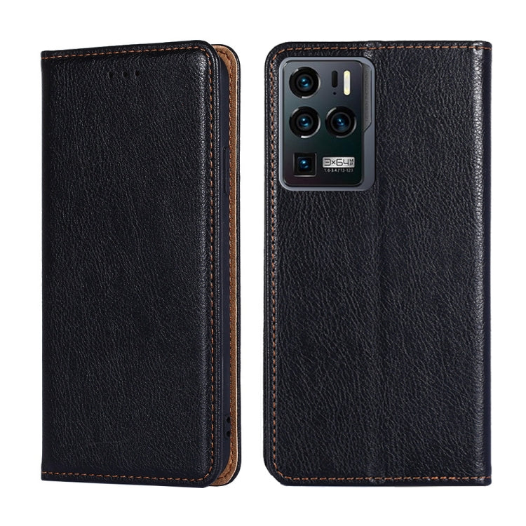 For ZTE Axon 30 Ultra 5G Gloss Oil Solid Color Magnetic Leather Phone Case