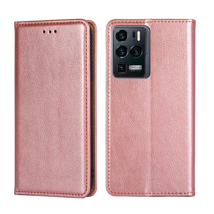 For ZTE Axon 30 Ultra 5G Gloss Oil Solid Color Magnetic Leather Phone Case