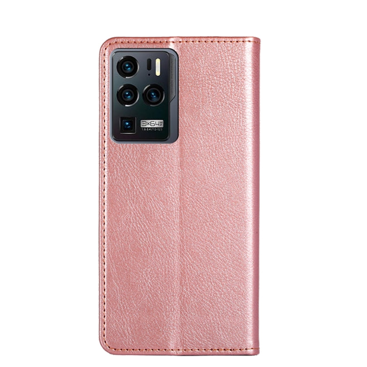For ZTE Axon 30 Ultra 5G Gloss Oil Solid Color Magnetic Leather Phone Case