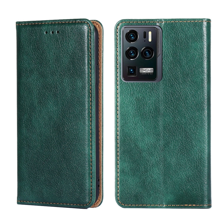 For ZTE Axon 30 Ultra 5G Gloss Oil Solid Color Magnetic Leather Phone Case
