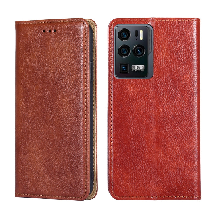 For ZTE Axon 30 Ultra 5G Gloss Oil Solid Color Magnetic Leather Phone Case