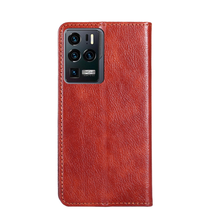 For ZTE Axon 30 Ultra 5G Gloss Oil Solid Color Magnetic Leather Phone Case