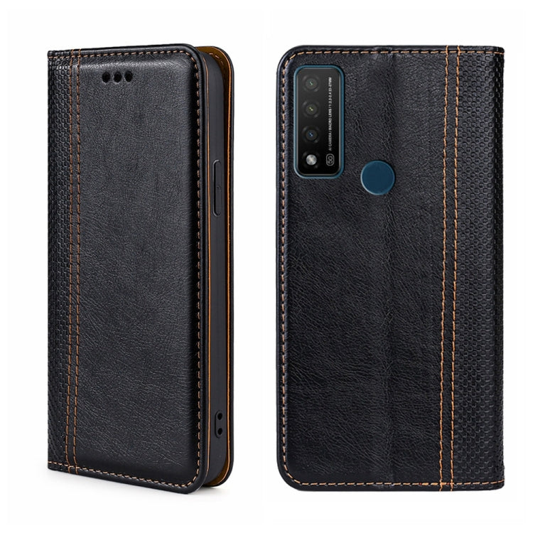 For TCL 20 R 5G/Bremen/20 AX 5G Grid Texture Magnetic Flip Leather Phone Case
