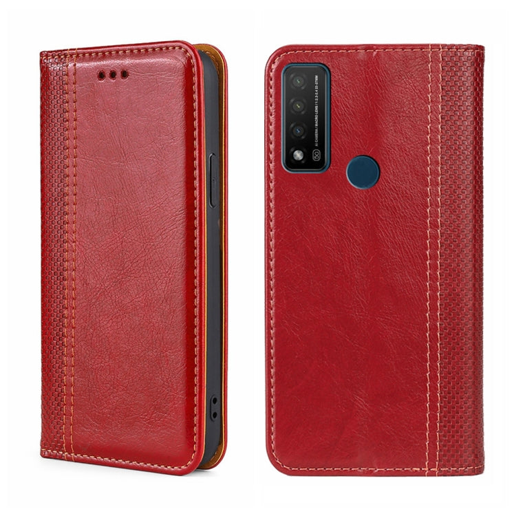 For TCL 20 R 5G/Bremen/20 AX 5G Grid Texture Magnetic Flip Leather Phone Case