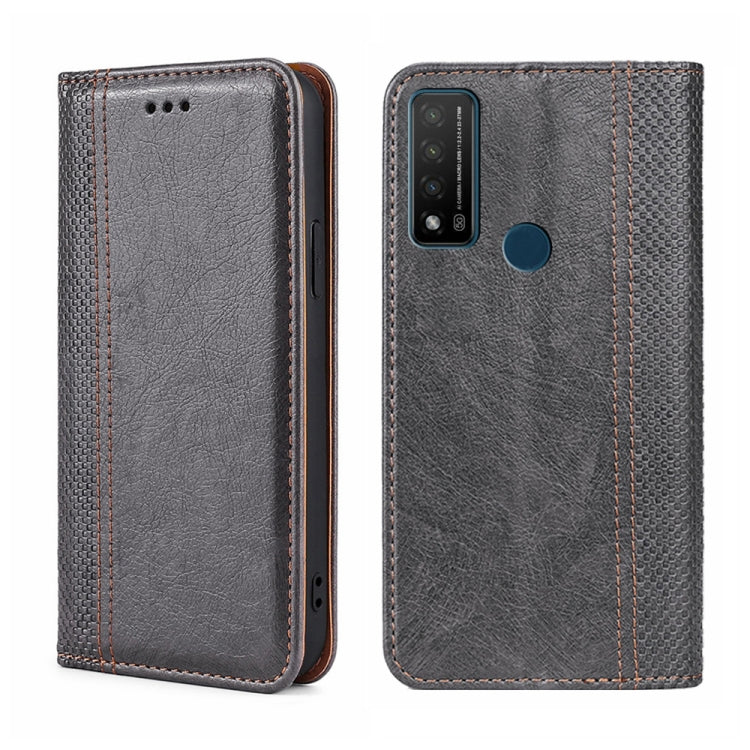 For TCL 20 R 5G/Bremen/20 AX 5G Grid Texture Magnetic Flip Leather Phone Case