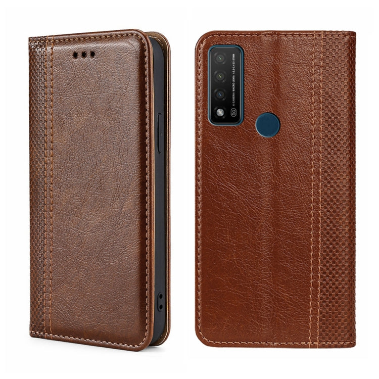 For TCL 20 R 5G/Bremen/20 AX 5G Grid Texture Magnetic Flip Leather Phone Case