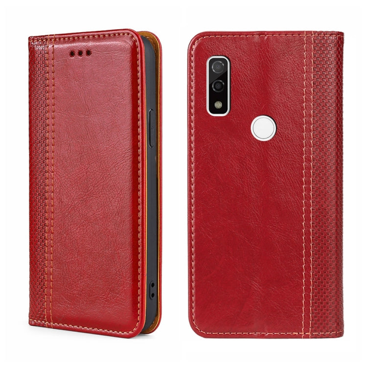 For Fujitsu Arrows WE F-51B Grid Texture Magnetic Flip Leather Phone Case