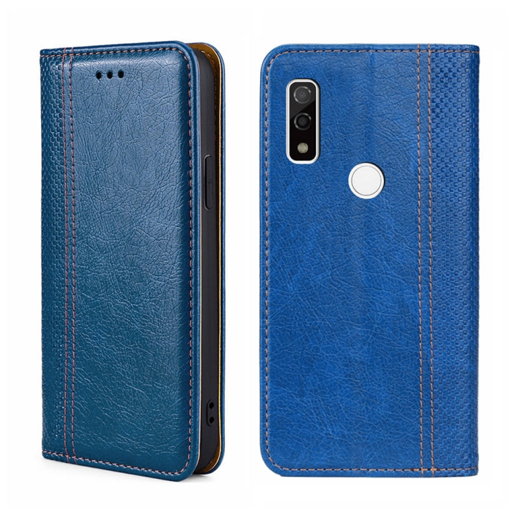 For Fujitsu Arrows WE F-51B Grid Texture Magnetic Flip Leather Phone Case
