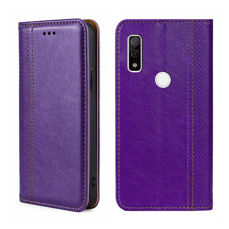 For Fujitsu Arrows WE F-51B Grid Texture Magnetic Flip Leather Phone Case