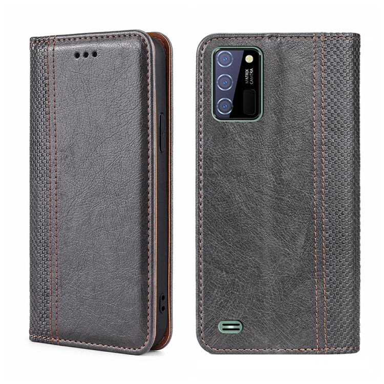 For Oukitel C25 Grid Texture Magnetic Flip Leather Phone Case