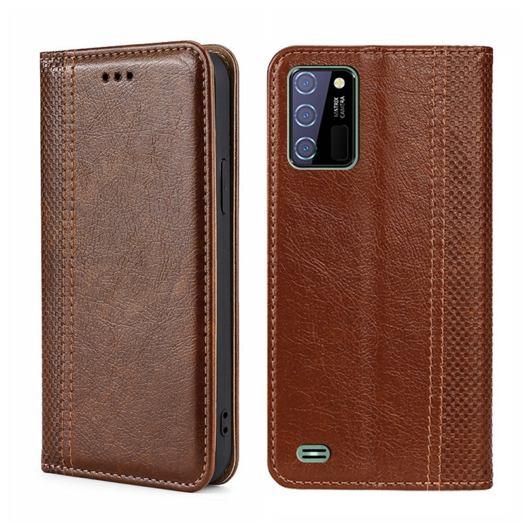 For Oukitel C25 Grid Texture Magnetic Flip Leather Phone Case