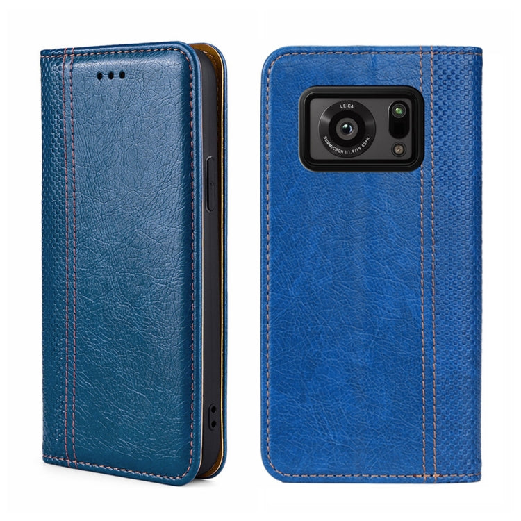 For Sharp Aquos R6 Grid Texture Magnetic Flip Leather Phone Case