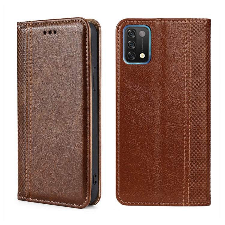 For UMIDIGI A11 Grid Texture Magnetic Flip Leather Phone Case