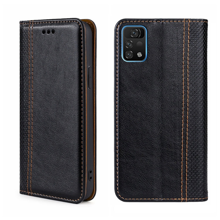 For UMIDIGI A11 Pro Max Grid Texture Magnetic Flip Leather Phone Case