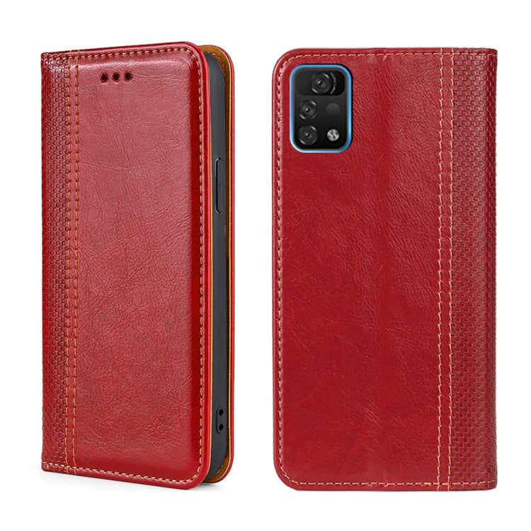 For UMIDIGI A11 Pro Max Grid Texture Magnetic Flip Leather Phone Case
