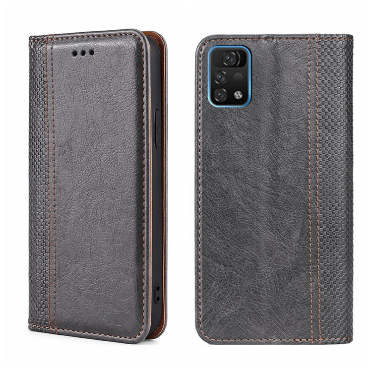For UMIDIGI A11 Pro Max Grid Texture Magnetic Flip Leather Phone Case