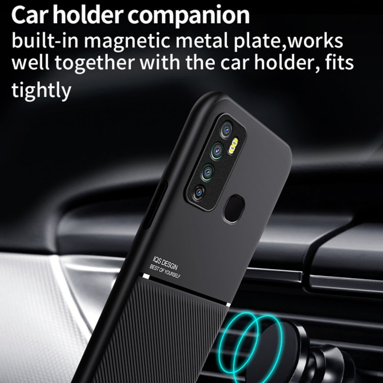 For Infinix Hot 9/Note 7 Lite Classic Tilt Strip Grain Magnetic Shockproof PC + TPU Phone Case
