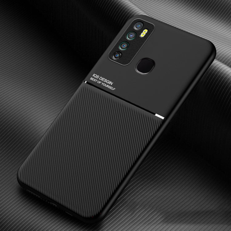 For Infinix Hot 9/Note 7 Lite Classic Tilt Strip Grain Magnetic Shockproof PC + TPU Phone Case