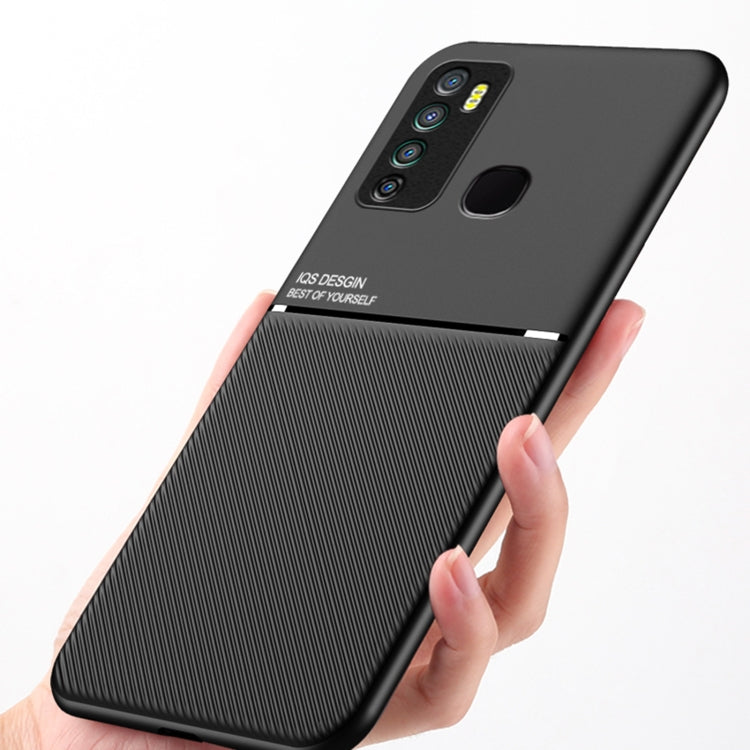 For Infinix Hot 9 Play Classic Tilt Strip Grain Magnetic Shockproof PC + TPU Phone Case