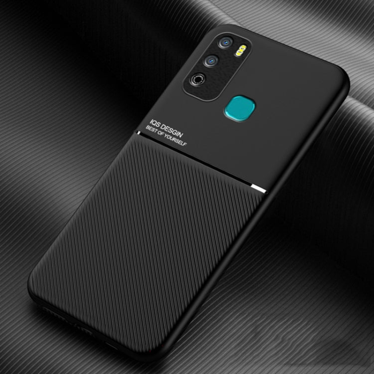 For Infinix Hot 9 Play Classic Tilt Strip Grain Magnetic Shockproof PC + TPU Phone Case