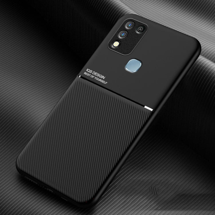 For Infinix Hot 10 Play Classic Tilt Strip Grain Magnetic Shockproof PC + TPU Phone Case