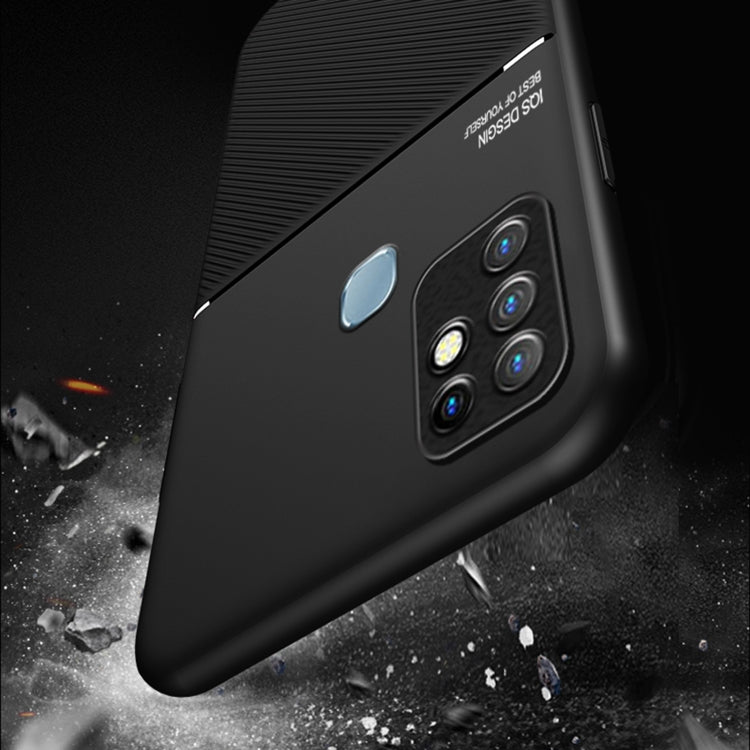 For Infinix Hot 10 Classic Tilt Strip Grain Magnetic Shockproof PC + TPU Phone Case