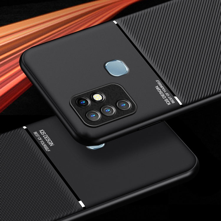 For Infinix Hot 10 Classic Tilt Strip Grain Magnetic Shockproof PC + TPU Phone Case